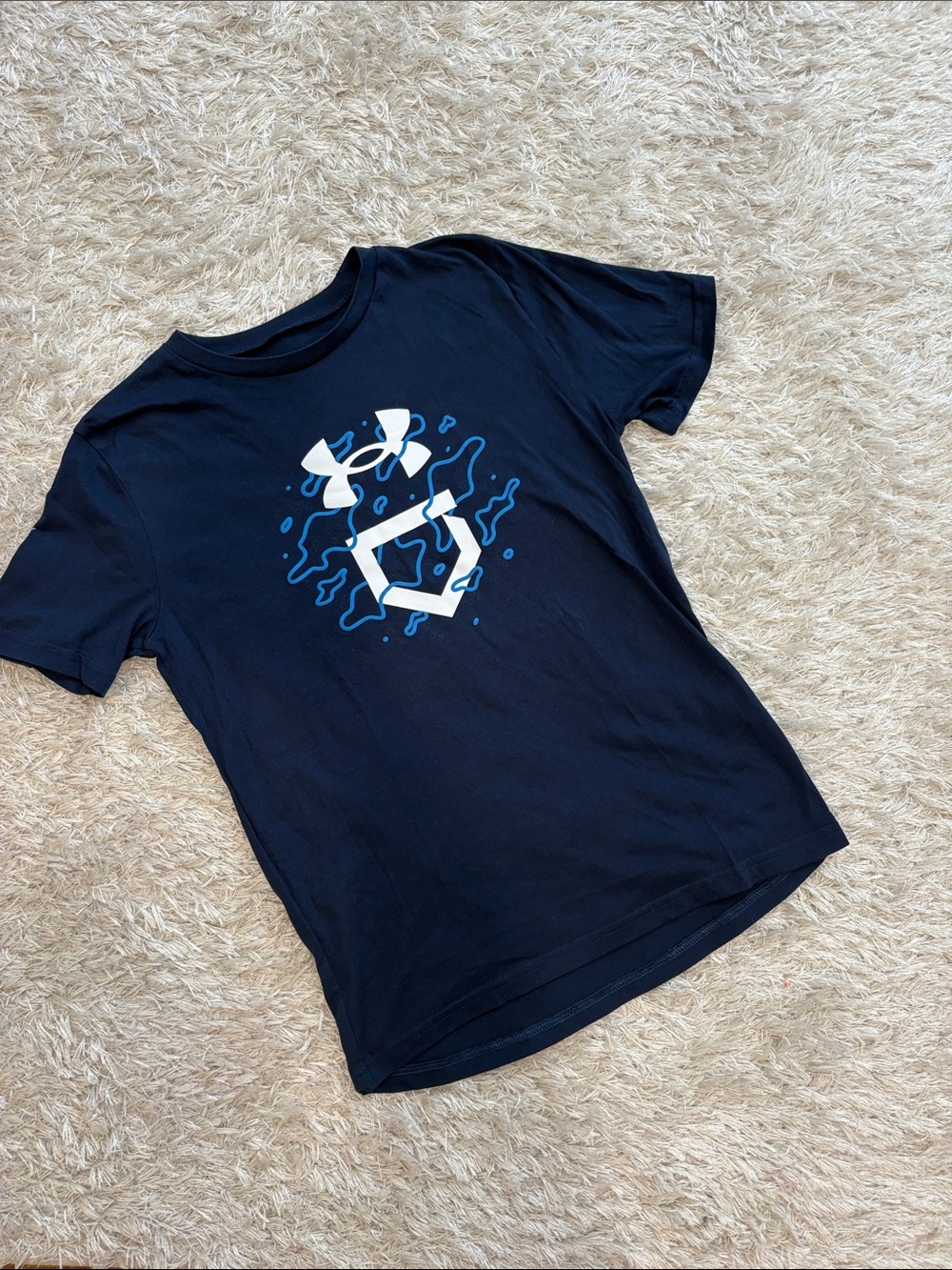 Under Armour Navy Blue Tee with White & Light Blue Logo